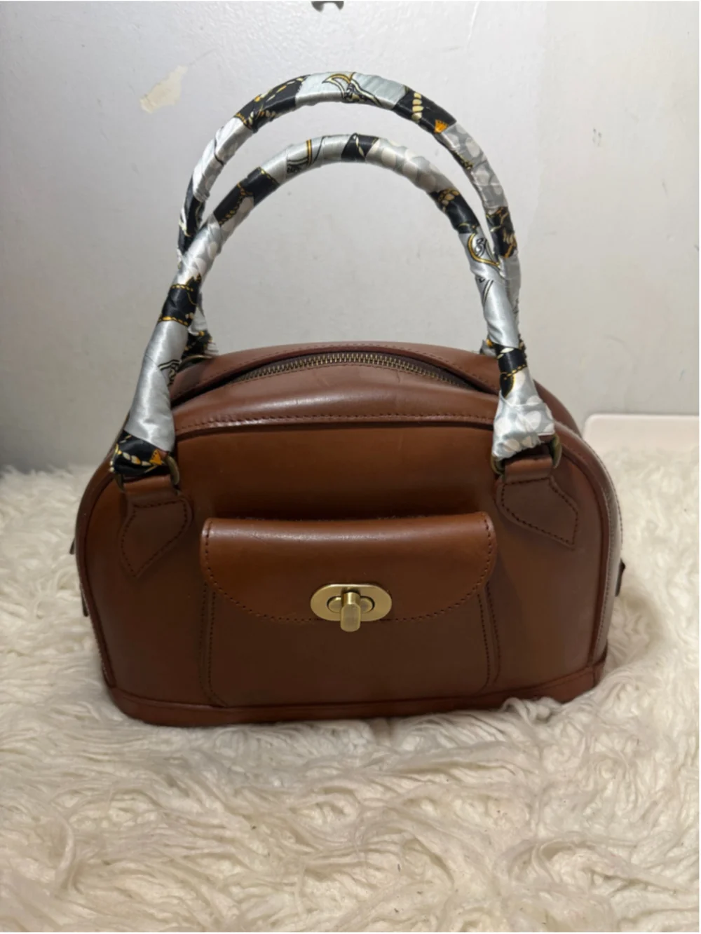 J.M Davidson vintage leather top handle satchel bag medium